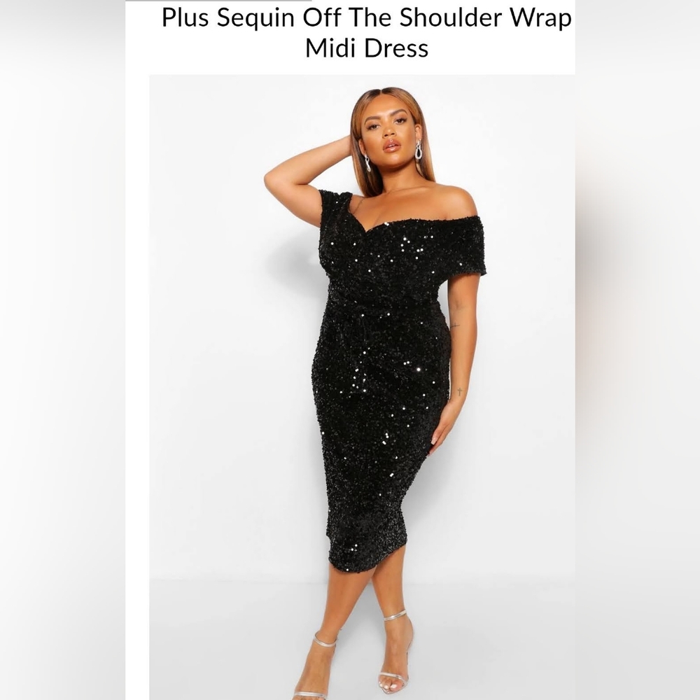 Boohoo Sequins Black Dress
